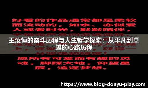 王汝恒的奋斗历程与人生哲学探索：从平凡到卓越的心路历程